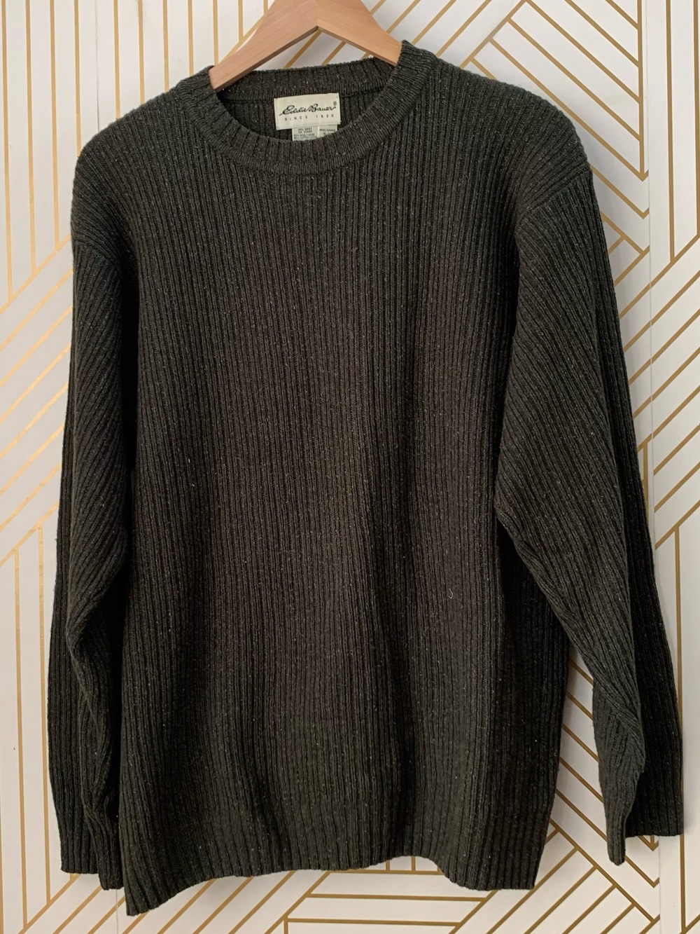 Vintage Eddie Bauer Wool blend ribbed crewneck fisherman Lagenlook Sweater S VTG